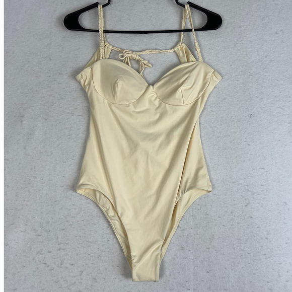 Zara Other - Zara One Piece Braided Strap Swim Suit Cream Size M NWT